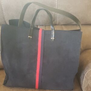 Clare V Simple Navy Perforated SuedeTote